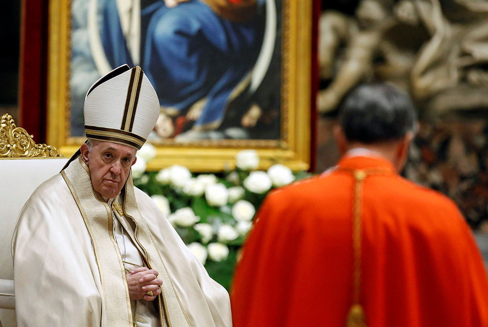 Pope Francis leads a consistory ceremony for the creation of 13 new cardinals in St. Peter's Basilica Nov. 28 at the Vatican. (CNS/Fabio Frustaci, Reuters pool)