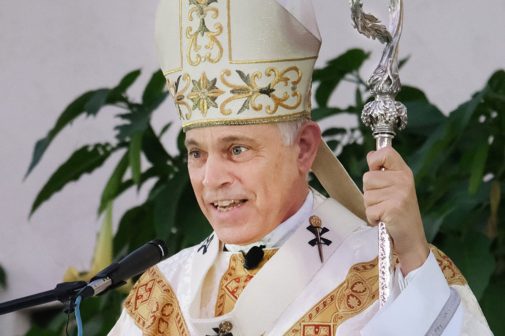 Archbishop Salvatore Cordileone is seen outside St. Augustine Church in South San Francisco Oct. 16, 2020. (CNS/Catholic San Francisco/Dennis Callahan)