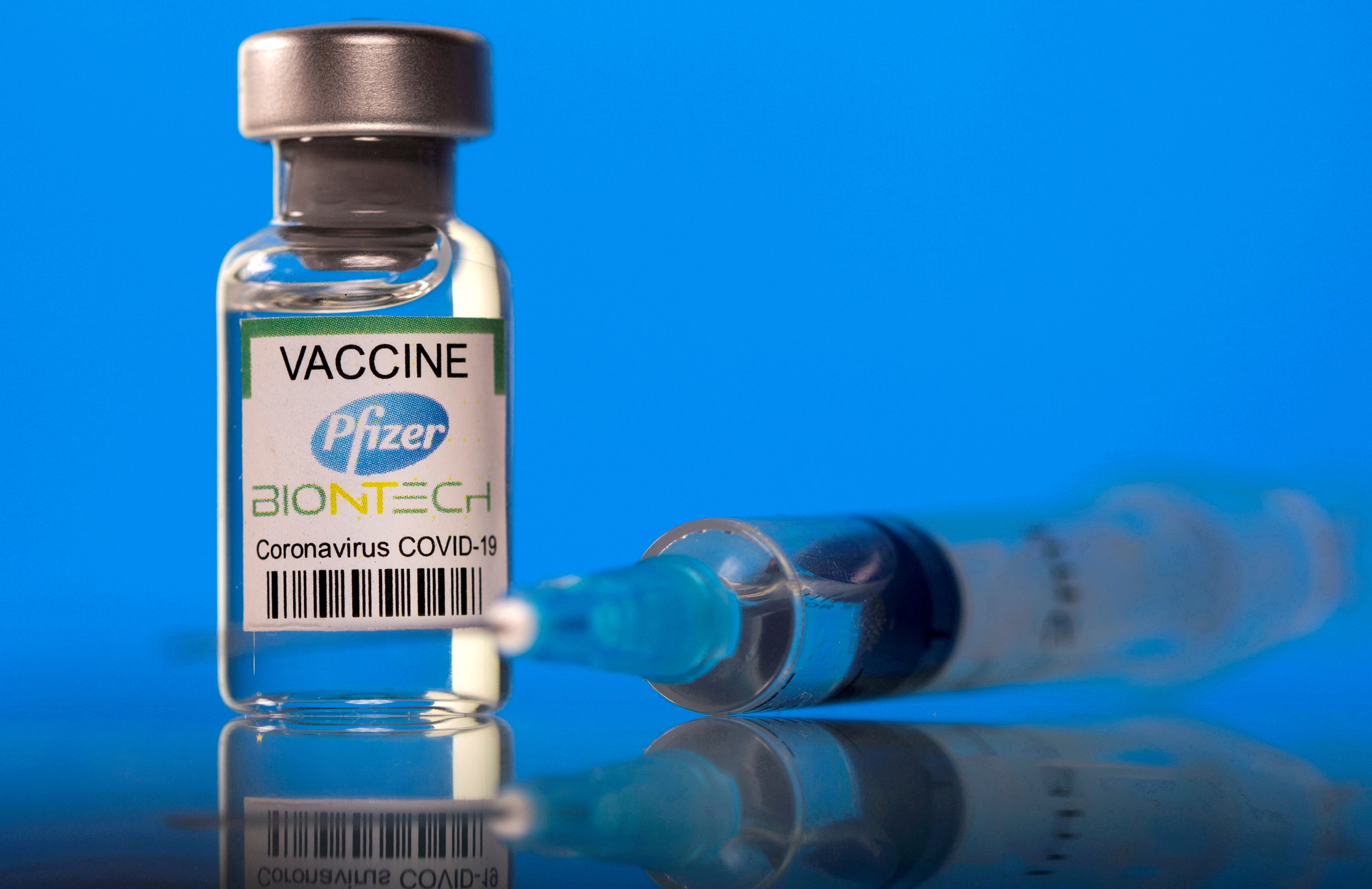 A vial labeled with the Pfizer-BioNTech COVID-19 vaccine is seen in this illustration photo. (CNS photo/Dado Ruvic, Reuters)