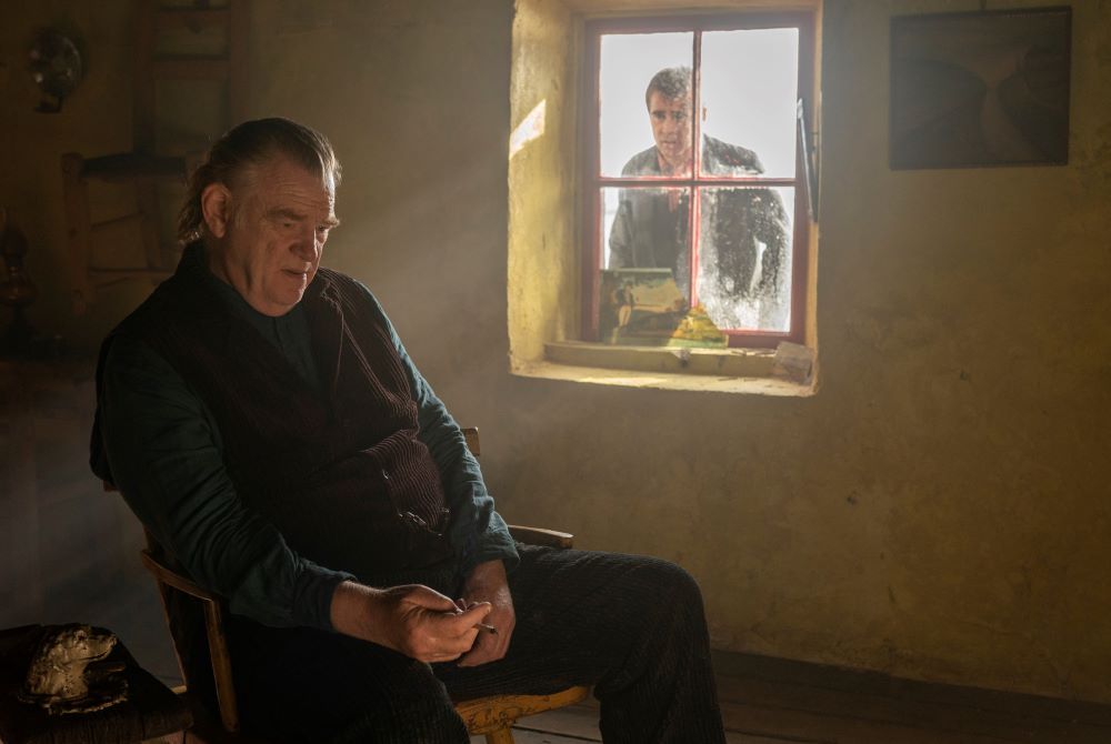 Brendan Gleeson and Colin Farrell play close friends in the film "The Banshees of Inisherin," set on an island off the west coast of Ireland in the 1920s. (Courtesy of Jonathan Hession/Searchlight Pictures)