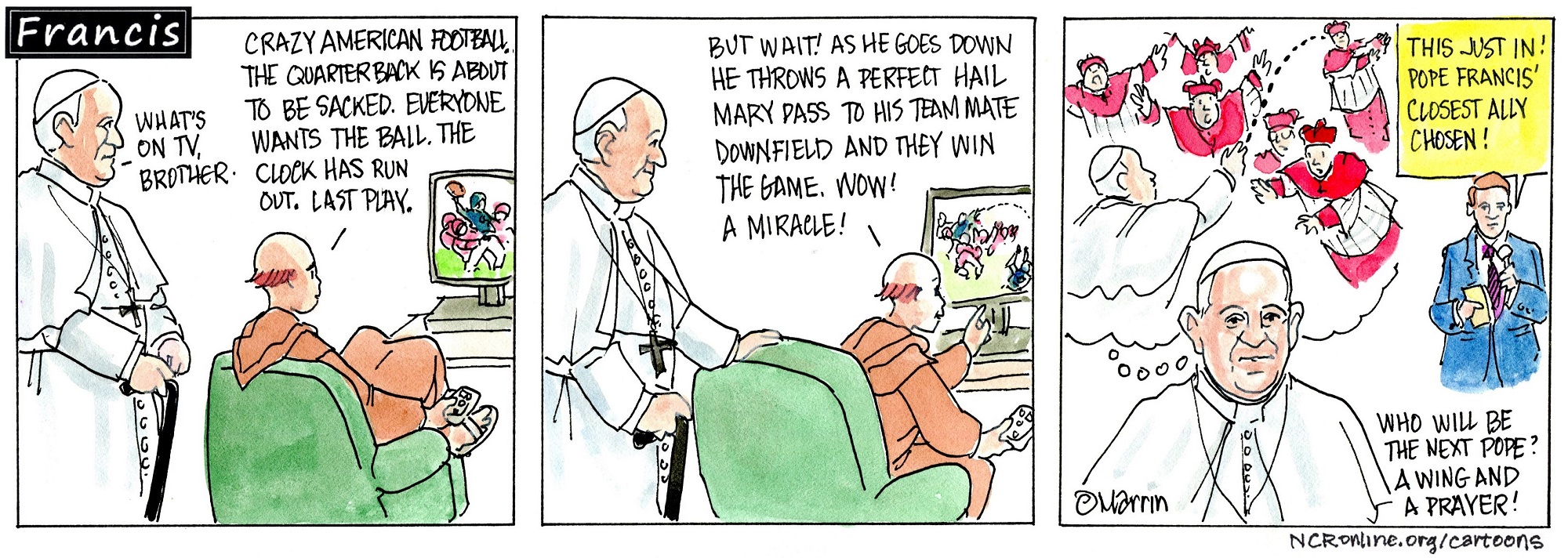 Francis, the comic strip: Francis and Leo watch some crazy American football!