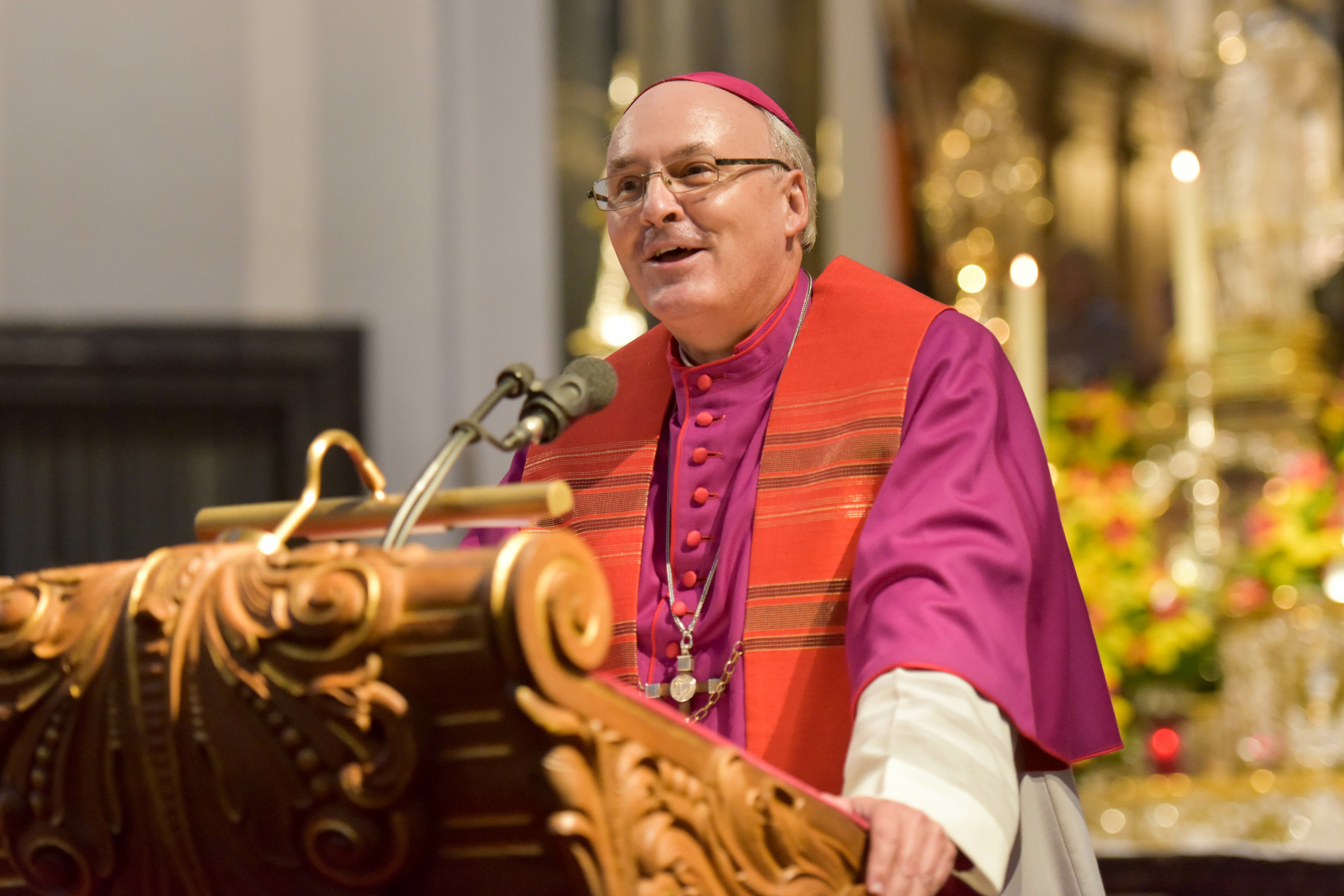 German Bishop Rudolf Voderholzer of Regensburg speaks in the Fulda Cathedral during the closing Mass of the Fall Plenary Assembly of the German bishops' conference Sept. 28, 2017. (CNS photo/Harald Oppitz, KNA)