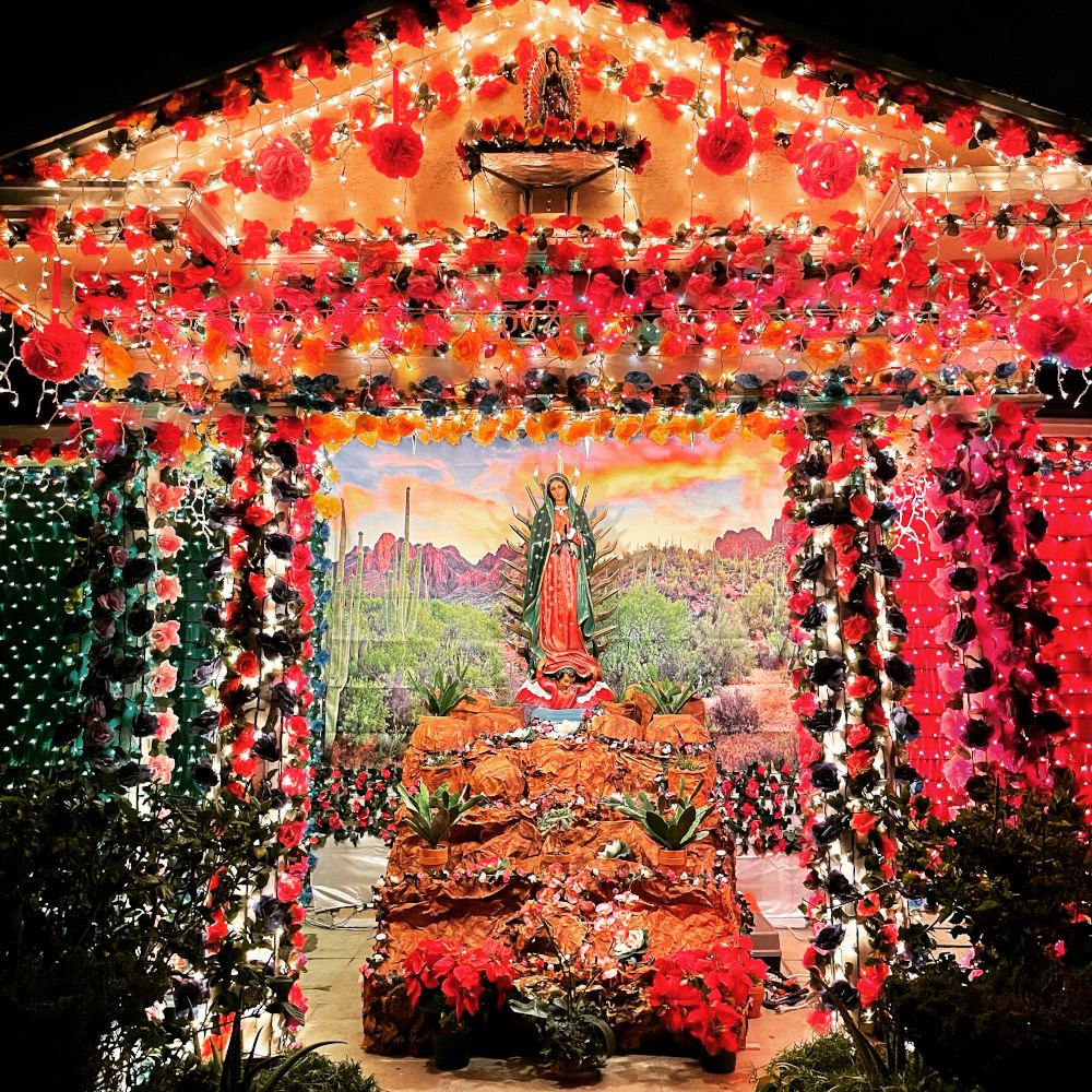 The author's photo of Luis Cantabrana's public shrine to the Virgin of Guadalupe in Santa Ana, California. (Courtesy of Gustavo Arellano)