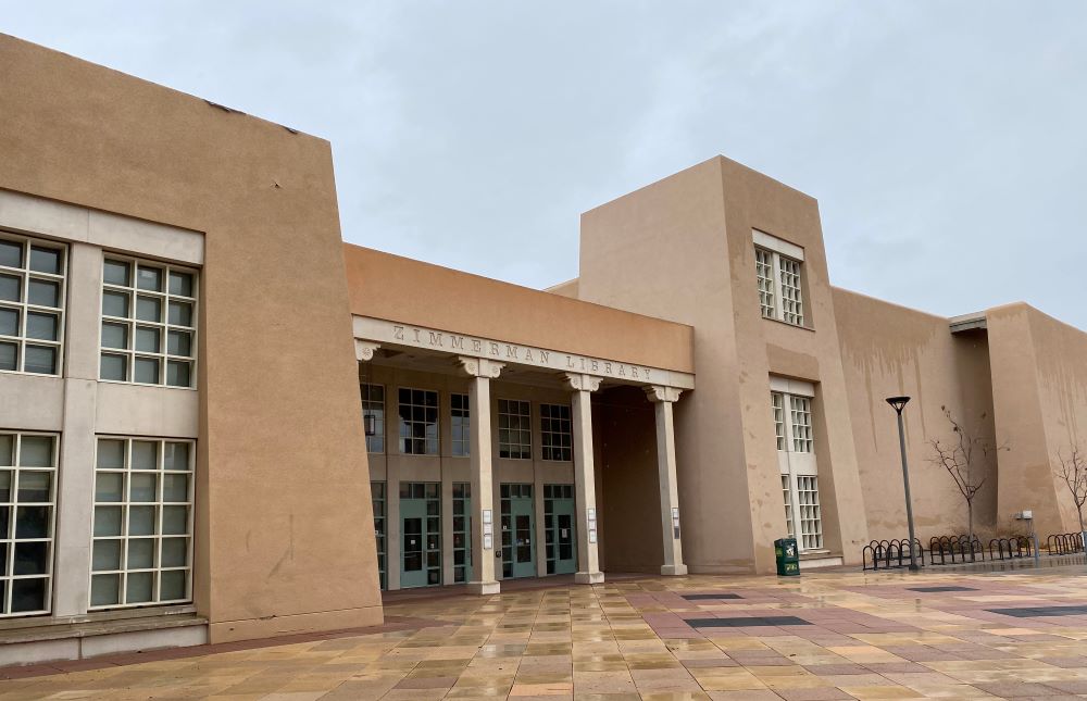 Outside the Zimmerman Library at the University of New Mexico in Albuquerque