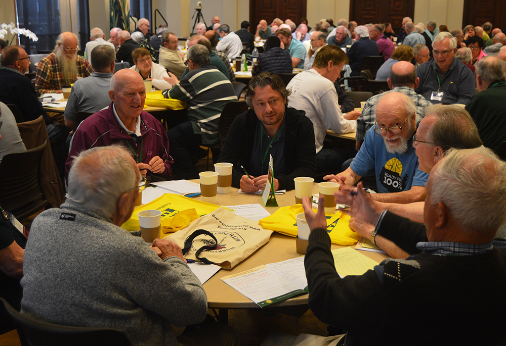 Table discussions following presentation by Brian Flanagan, former associate professor of theology at Marymount University in Arlington, Virginia (Association of U.S. Catholic Priests/Paul Leingang)