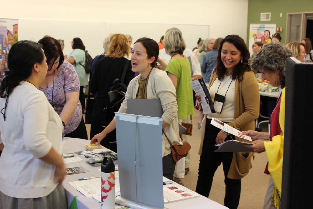 Attendees at the Women of the Church conference visit vendors between conference sessions at St. John’s University in Collegeville, Minnesota. (Courtesy of Janet Millen)