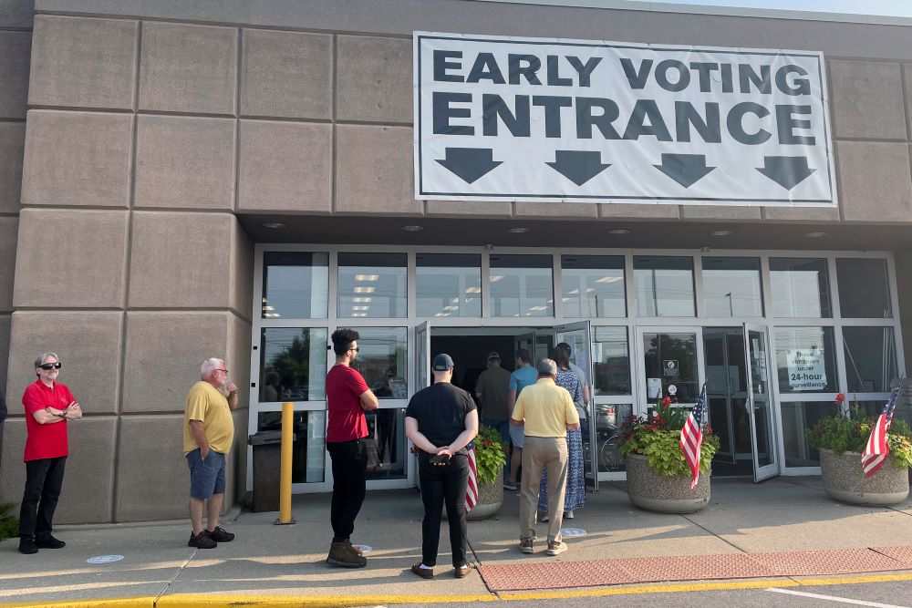 Ohio vote Ohio residents line up to vote early in-person on Issue 1 in front of the Franklin County Board of Elections in Columbus, Ohio.