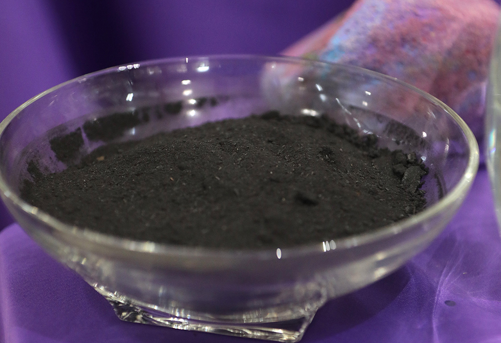 Ashes are pictured in a display on the altar during Lent at Jesus the Good Shepherd Church April 7, 2022, in Dunkirk, Maryland. Ash Wednesday, Feb, 14, 2024, marks the beginning of the 40-day penitential season of Lent. (OSV News/CNS file, Bob Roller)