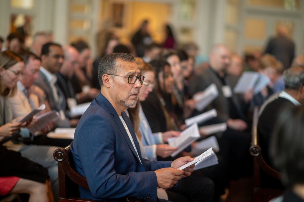 Dominican Fr. Carlos Mendoza-Álvarez, professor of theology at Boston College, attends Mass during the Catholic Theological Society of America's annual convention, held June 13-16 in Baltimore. 