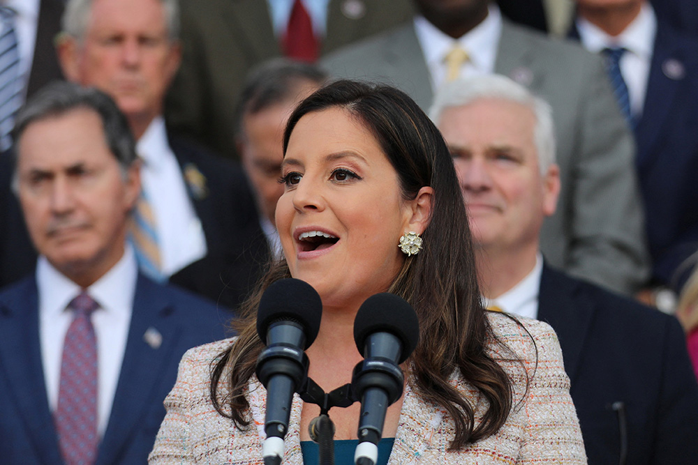 New York Rep. Elise Stefanik, chair of the House Republican Conference, speaks on Capitol Hill in Washington, April 17, 2023. (OSV News/Reuters/Amanda Andrade-Rhoades)