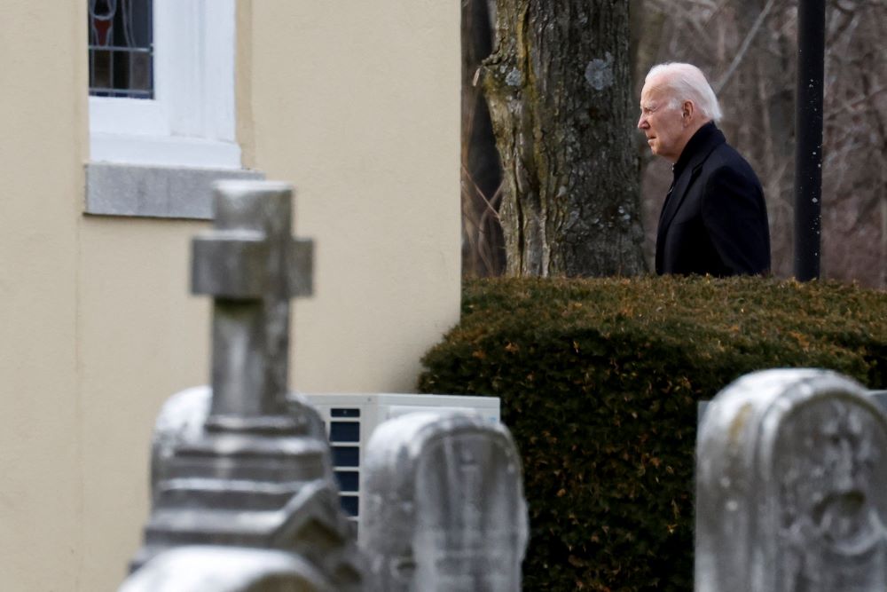 U.S. President Joe Biden arrives to attend a weekend Mass at St. Joseph on the Brandywine Catholic Church in Greenville, Delaware, March 4, 2023. 