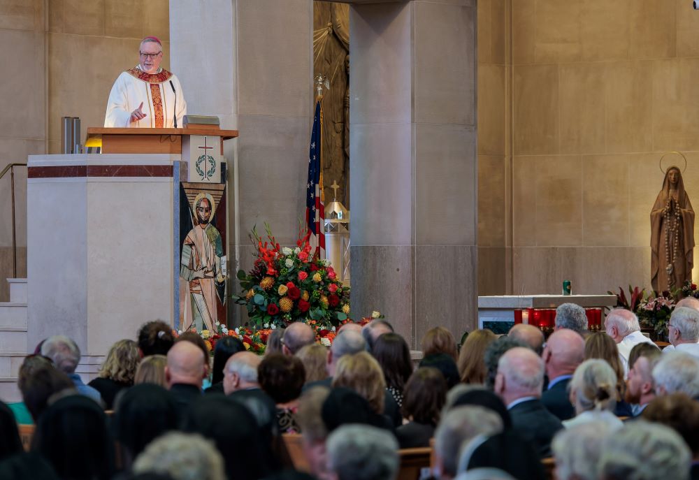 Coadjutor Archbishop Christopher Coyne delivers the homily during a Mass of welcome at the Cathedral of St. Joseph in Hartford, Connecticut, Oct. 9, 2023. 