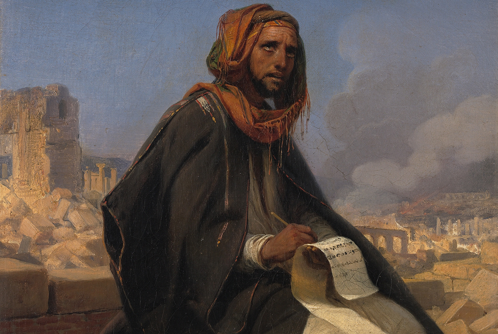 "Jeremiah on the Ruins of Jerusalem" by Horace Vernet, 1844. (Artvee)