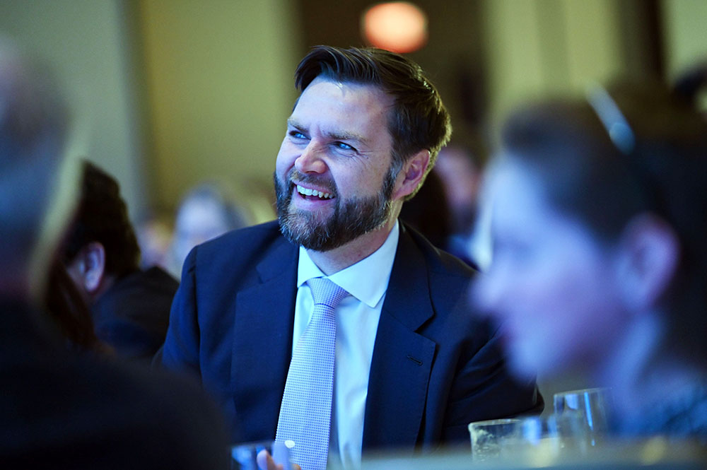 Sen. JD Vance, R-Ohio, smiles during the National Catholic Prayer Breakfast in Washington Feb. 8, 2024. (OSV News/Leslie E. Kossoff)