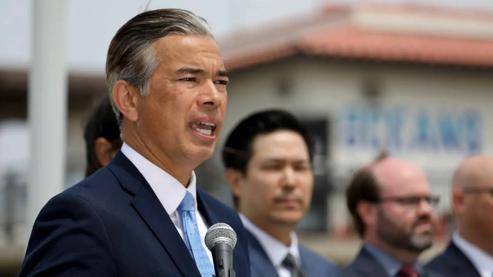 California Attorney General Rob Bonta. (Grist / Getty Images / Los Angeles Times / Gary Coronado)