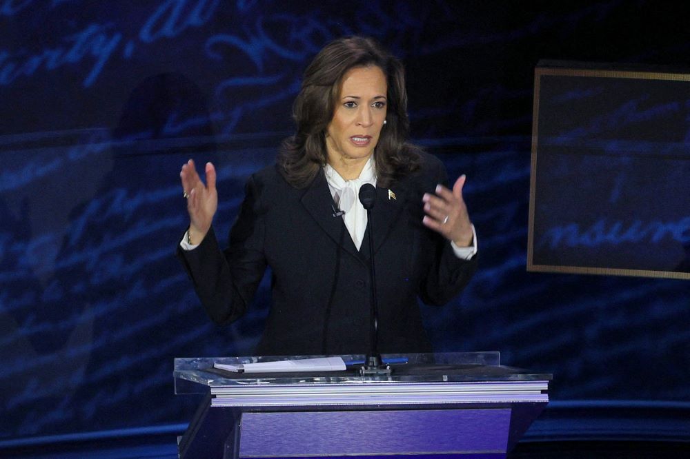 Democratic presidential candidate and U.S. Vice President Kamala Harris gestures during the  presidential debate with Republican presidential nominee and former U.S. President Donald Trump in Philadelphia Sept. 10. Harris will not attend the Oct. 17 Alfred E. Smith Memorial Foundation Dinner in New York, but she will send a prerecorded video message. (OSV News/Reuters/Brian Snyder)