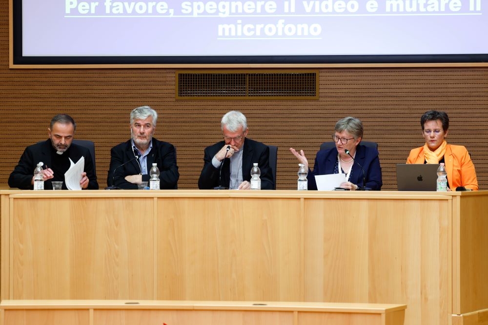 Synod participants speak at a public theological and pastoral forum.