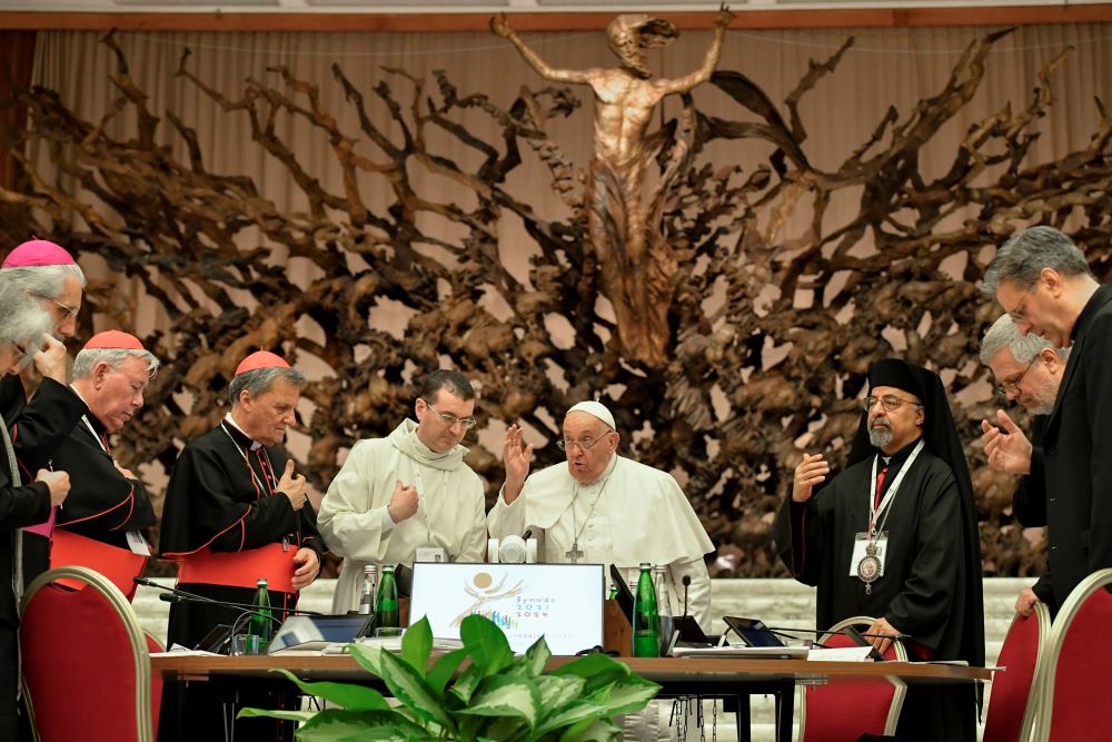 Pope Francis gives his blessing to members of the Synod of Bishops on synodality.