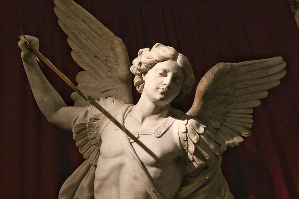 A statue of St. Michael the Archangel is seen at the Church of St. Michael in New York City in 2017. (OSV News/Gregory A. Shemitz)