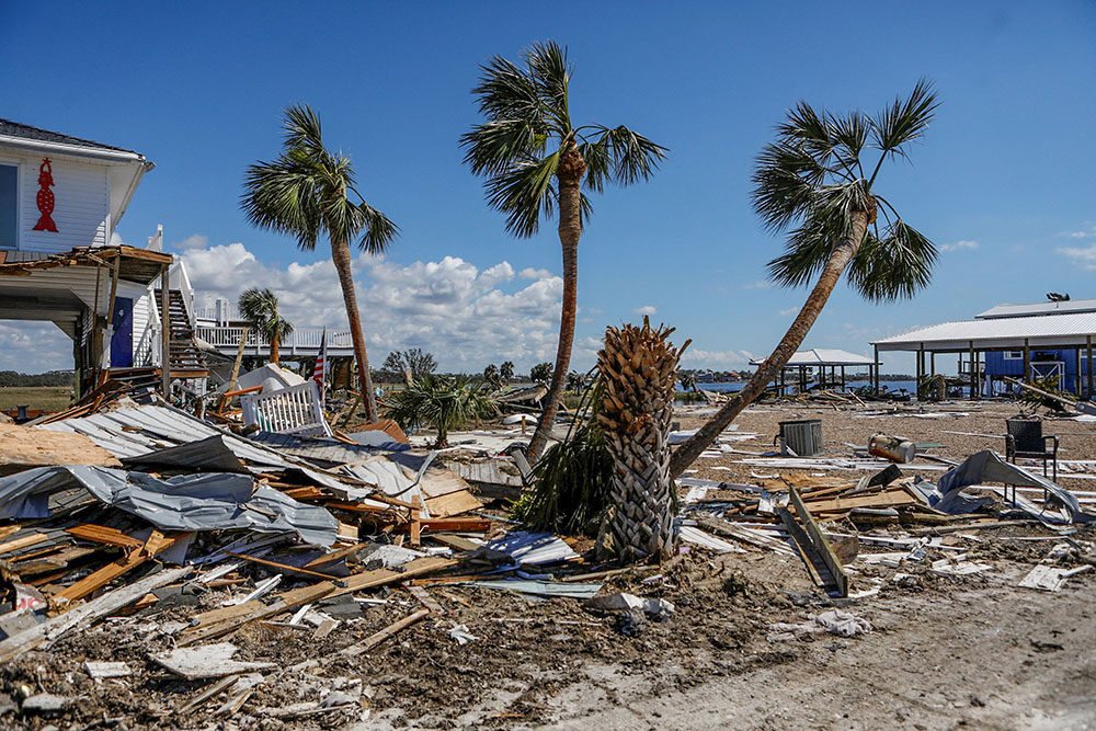 Debris is seen Sept. 29 where homes were destroyed after Hurricane Helene passed through the Florida Panhandle, severely impacting the community in Keaton Beach. (OSV News/Reuters/Octavio Jones)