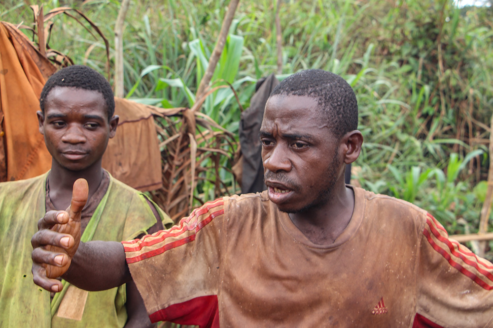 Bernard Messono, 28, speaks out against the displacement of his Baka people from their traditional forest lands in Cameroon's East Region. (Angel Ngwe)