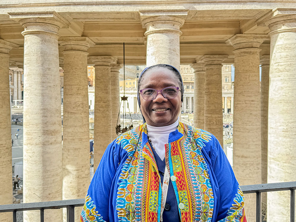 Sr. María Suyapa Cacho Álvarez poses for a photo at the Istituto Maria Santissima Bambina, just outside of St. Peter’s Basilica Oct. 9 where she serves a facilitator at the synod on synodality. (GSR photo/ Rhina Guidos)