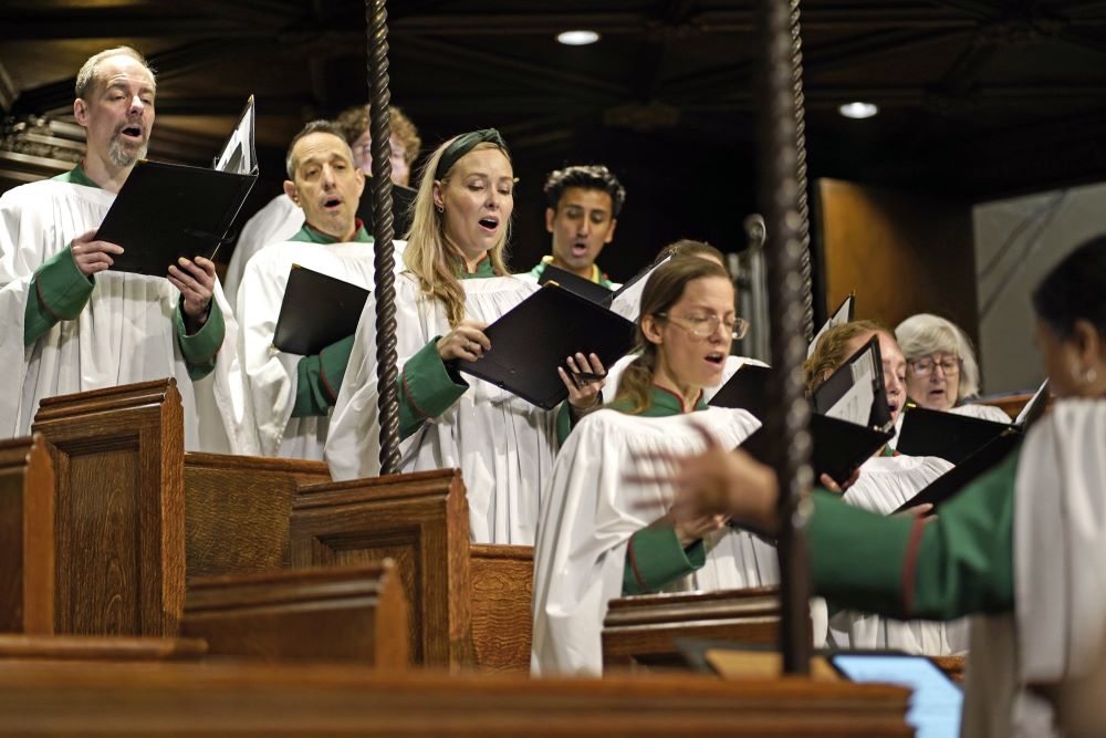 Choir members sing during the St. Patrick's Day Parade Mass at St. Patrick's Cathedral in New York City March 16.