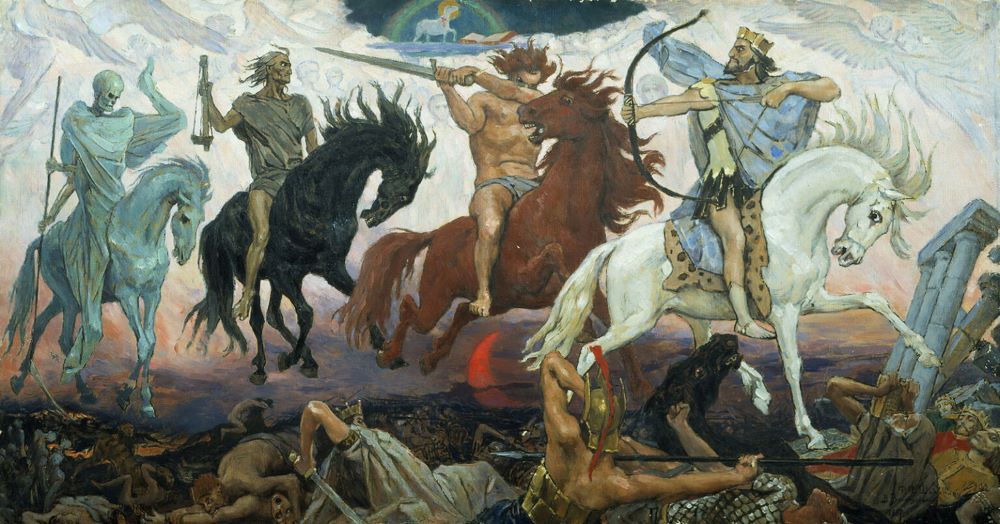 "Four Horsemen of the Apocalypse" by Viktor Vasnetsov, 1887 