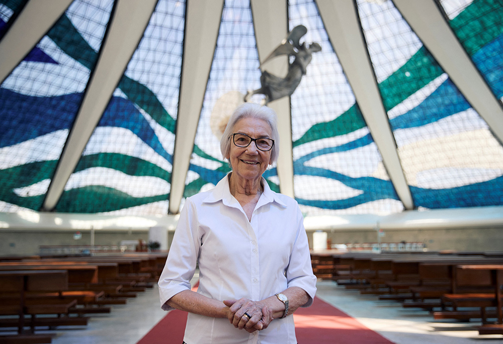 Scalabrinian Sr. Rosita Milesi, recipient of the 2024 Nansen Refugee Award from the Office of the United Nations High Commissioner for Refugees, poses inside the cathedral in Brasilia, Brazil, on Aug. 4. (UNHCR/Marina Calderon/Handout via Reuters)