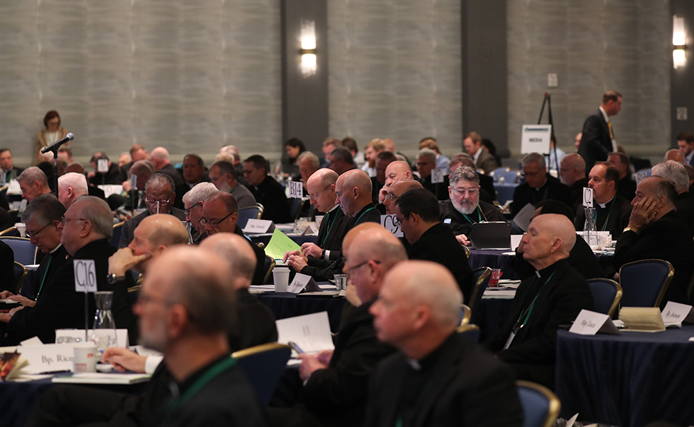 Bishops attend a Nov. 12 session of the fall general assembly of the U.S. Conference of Catholic Bishops in Baltimore. (OSV News/Bob Roller)