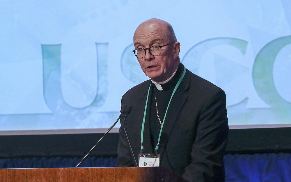 Bishop Timothy Senior of Harrisburg speaks during a Nov. 13 session of the fall general assembly of the U.S. Conference of Catholic Bishops in Baltimore. (OSV News/Bob Roller)