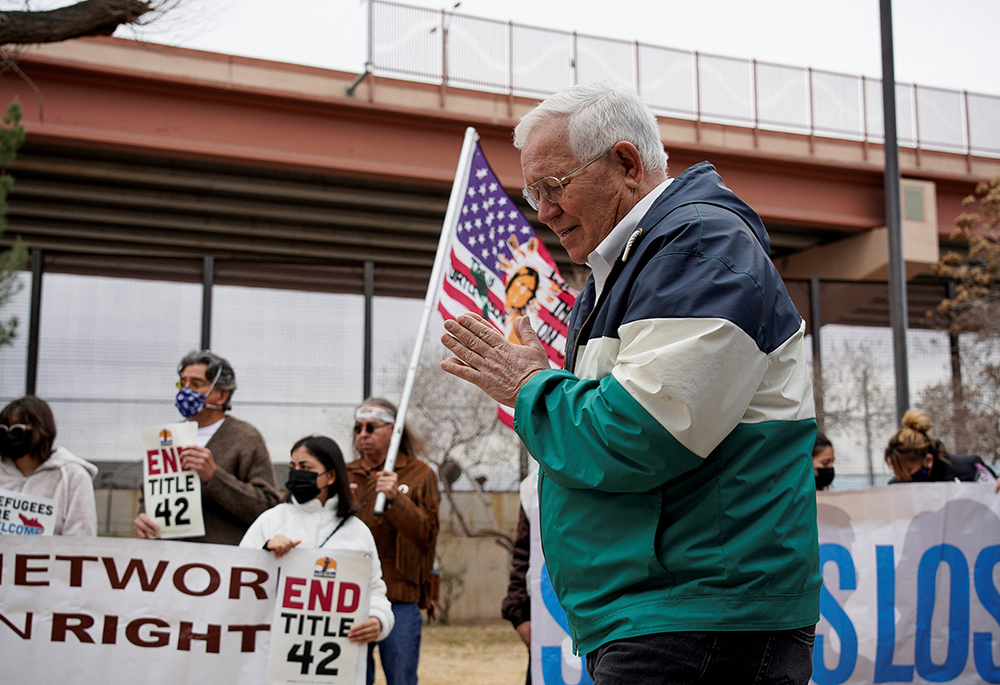 Ruben Garcia, director of Annunciation House, attends a march Jan. 7, 2023, in downtown El Paso, Texas, to demand an end to the immigration policy called "Title 42" and to support the rights of migrants coming to the border. A state judge ruled July 2, 2024, that Texas Attorney General Ken Paxton's effort to shut down Annunciation House, a Catholic nonprofit serving migrants, violated the Texas Religious Freedom Restoration Act. (OSV News/Reuters/Paul Ratje)