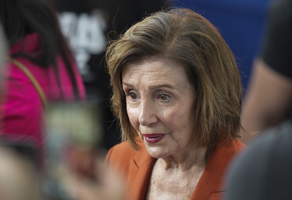 Rep. Nancy Pelosi, D-Calif., arrives ahead of Vice President Kamala Harris delivering a concession speech for the 2024 presidential election, Nov. 6 on the campus of Howard University in Washington. (AP photo/Stephanie Scarbrough)