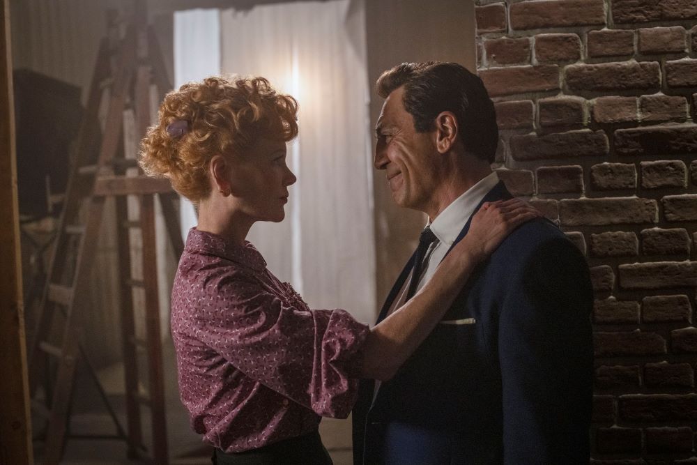 Nicole Kidman and Javier Bardem portray Lucille Ball and Desi Arnaz in a scene from the 2021 film "Being the Ricardos," written and directed by Aaron Sorkin and streaming on Amazon Prime. (CNS/Amazon Content Services/Glen Wilson)