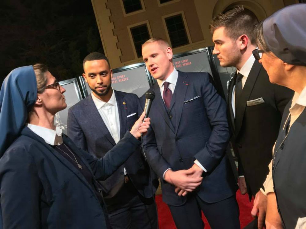 Nancy Usselman, Spencer Stone, Anthony Sadler, Alek Skarlatos, Rose Pacatte