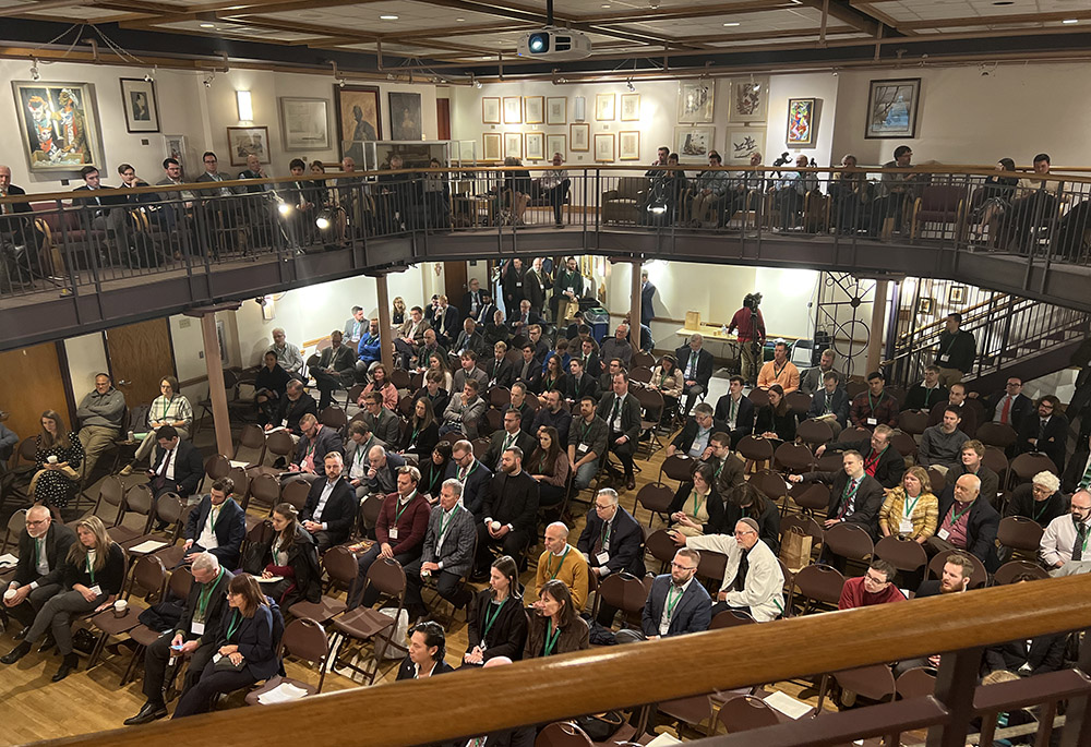 The audience gathers at Franciscan University of Steubenville for the Oct. 7-8 conference, "Restoring A Nation: The Common Good in the American Tradition." (NCR photo/Brian Fraga)