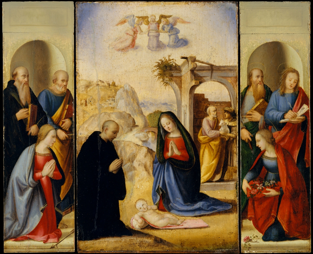 "The Nativity With Saints" (circa 1514) by Italian artist Ridolfo Ghirlandaio (Metropolitan Museum of Art/The Friedsam Collection)