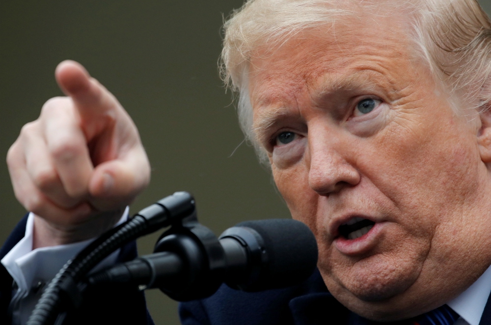 President Donald Trump speaks to reporters in January. (CNS/Reuters/Jim Young)