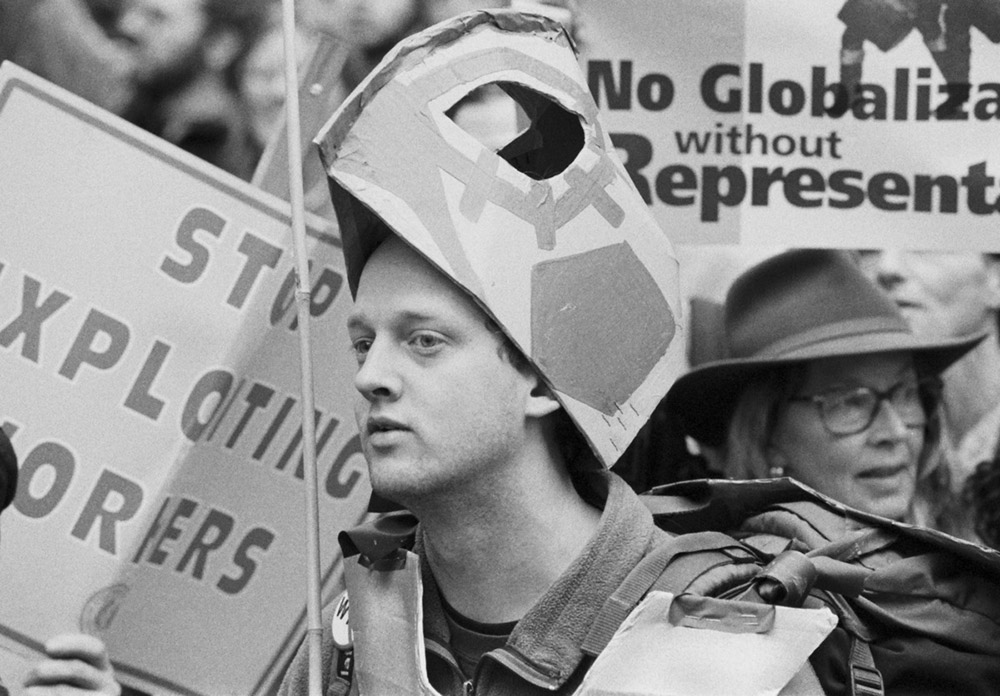 Protesters against the World Trade Organization Ministerial Conference in Seattle on Nov. 29, 1999 (Wikimedia Commons/Seattle Municipal Archives)