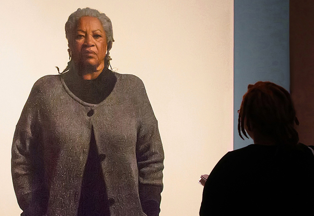 A painting of author Toni Morrison, by artist Robert McCurdy, is viewed during the "20th Century Americans: 2000 to Present" exhibit at the Smithsonian National Portrait Gallery in Washington, D.C. (Dreamstime/Mira Agron)