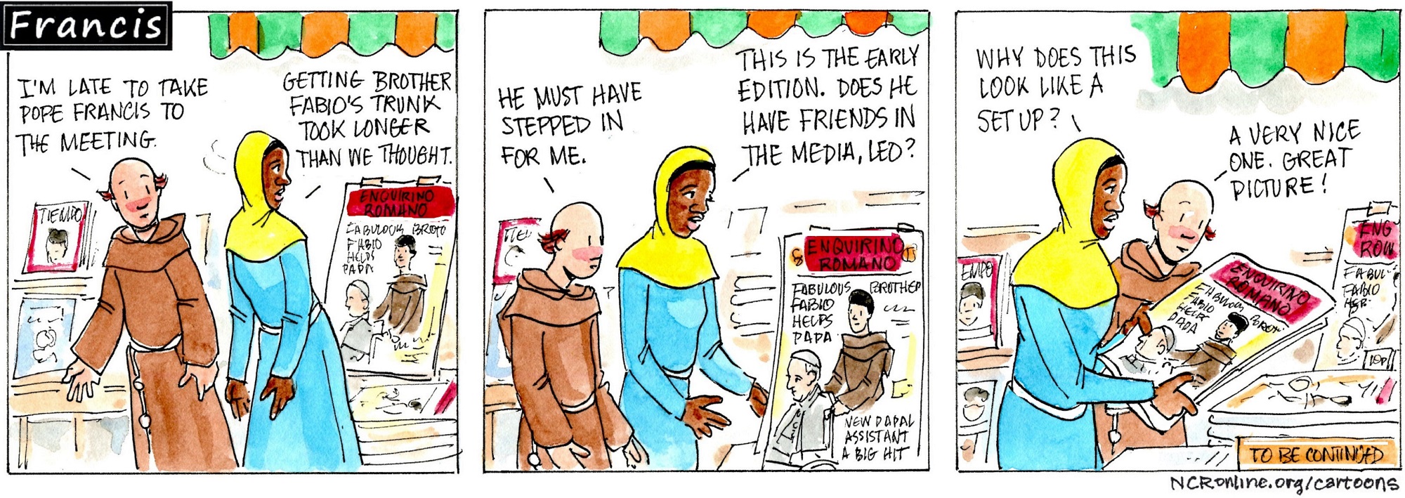 Francis, the comic strip: Brother Fabio gets his 15 minutes of fame