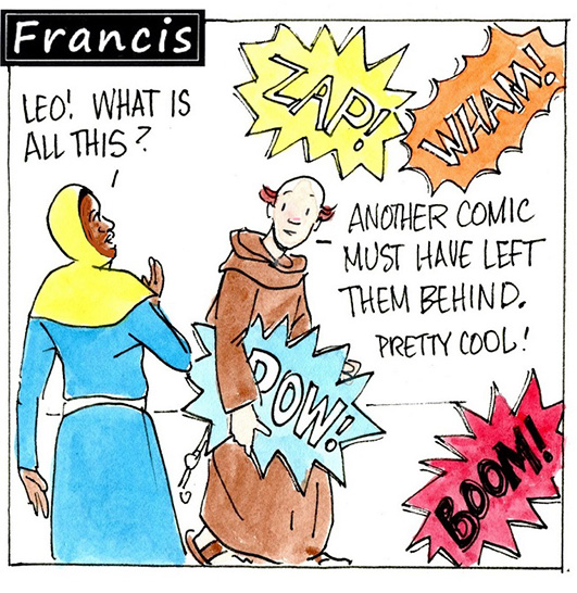 Francis, the comic strip: "ZAP! WHAM! BOOM!" This was all left behind.