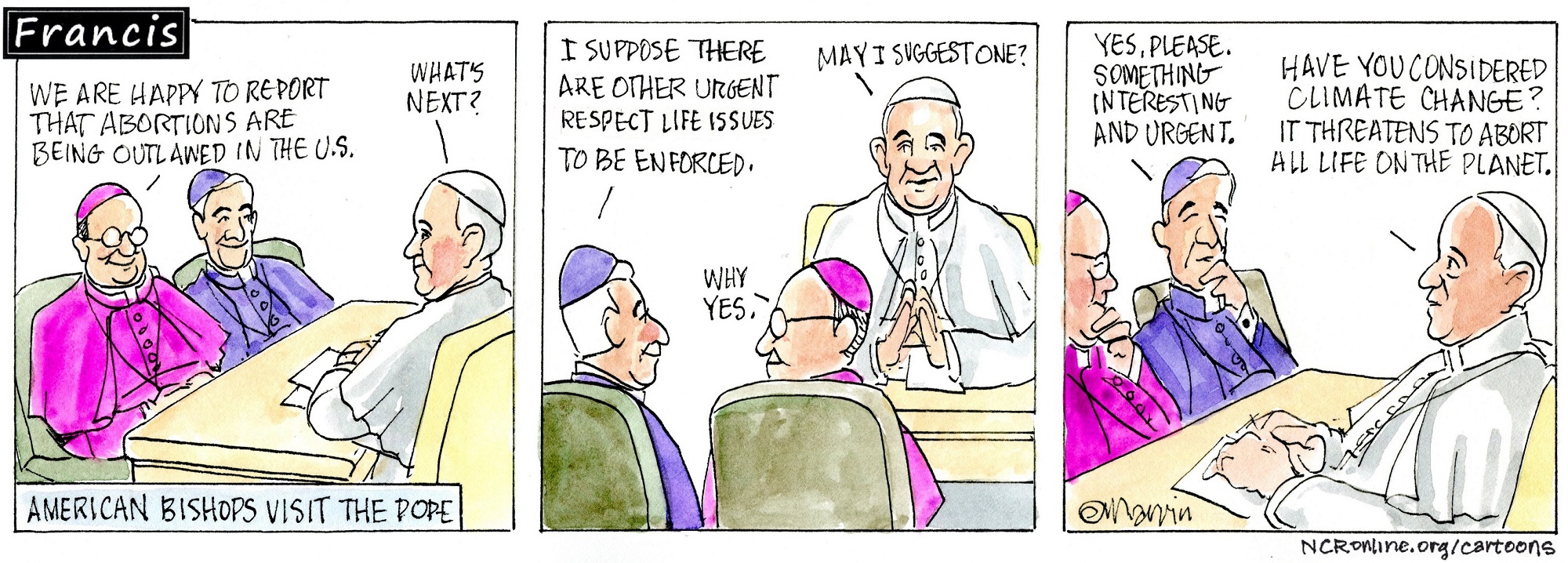 Francis, the comic strip: American bishops visit the pope. They have news, but what's next?