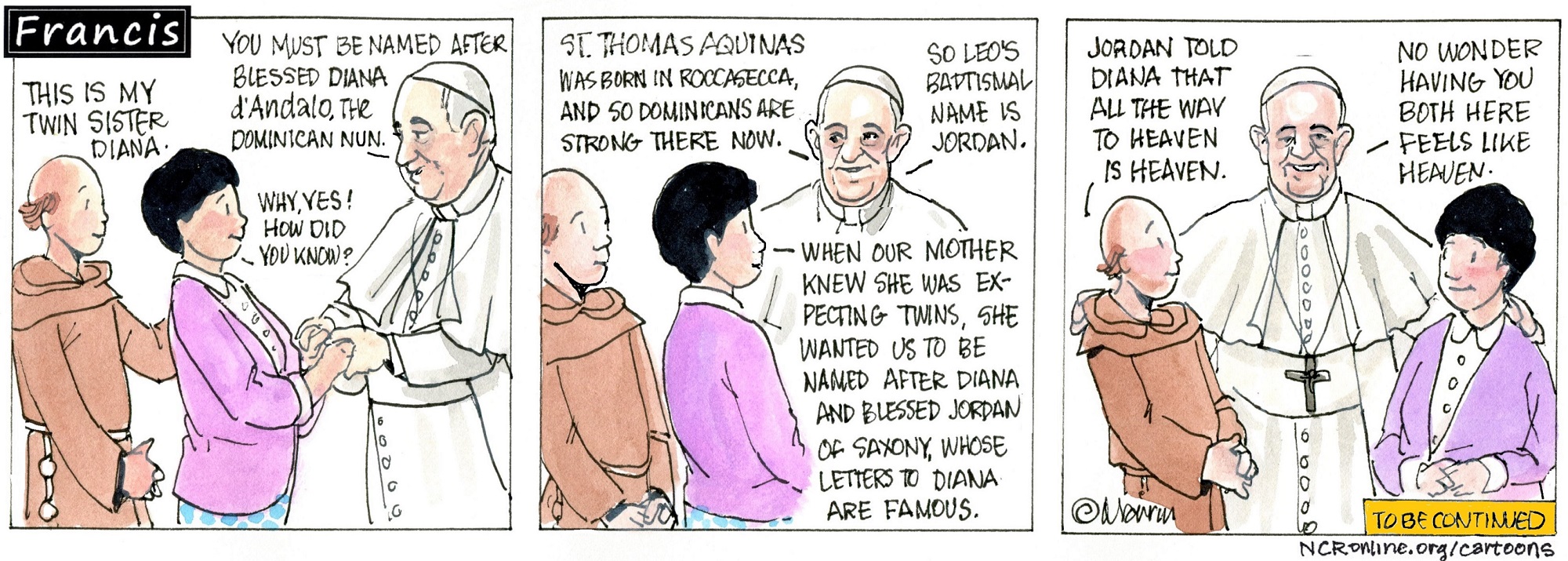 francis the comic strip, pope meets Diana