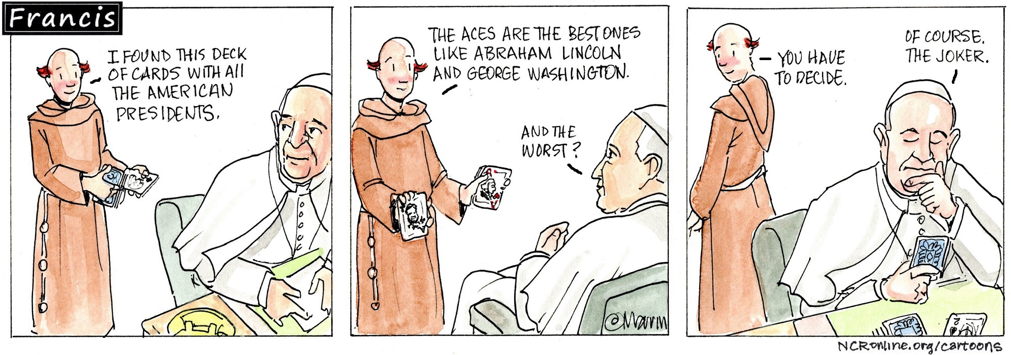 Francis, the comic strip: A deck of cards with all the U.S. presidents includes the best and the worst.