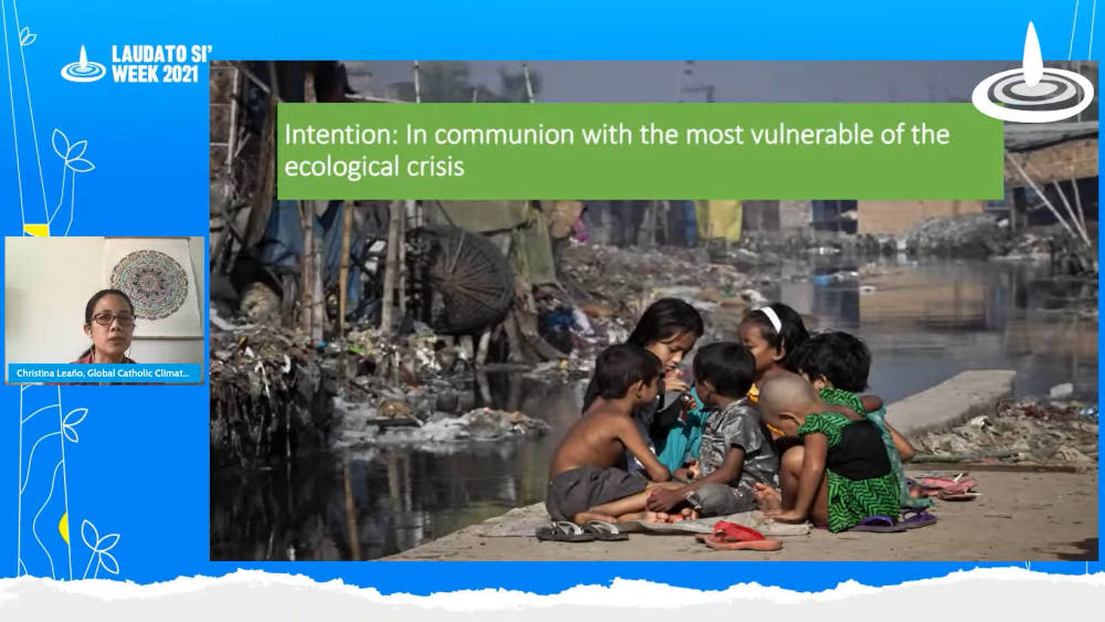 Christina Leaño, associate director of the Global Catholic Climate Movement, speaks during a webinar that introduced the Creation Care Prayer Network May 20. (NCR screenshot)