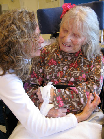 Author Jade C. Angelica with her mother on her mother's 92nd birthday