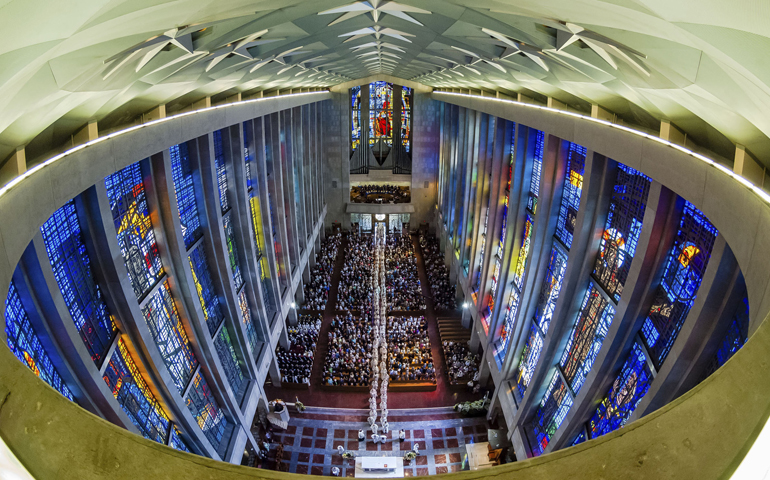 A packed Cathedral of St. Joseph in Hartford, Conn., during a Mass marking the 50th anniversary of the dedication of the archdiocese's mother church, in this 2012 file photo. (CNS/Bob Mullen)