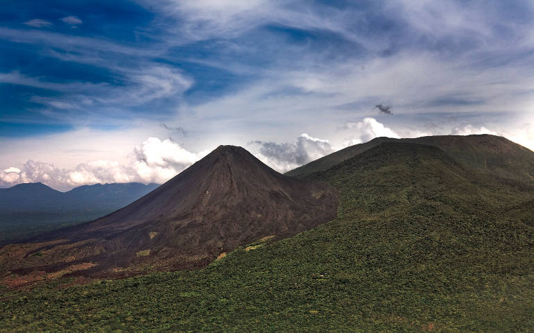 An aerial view of Izalco and Santa Ana volcanos in 2008 in El Salvador. Marking the celebration of Earth Day, Pope Francis asked that everyone recognize the earth as God's gift to protect and cultivate, sharing the world's natural resources. (CNS photo/O ctavio Duran)