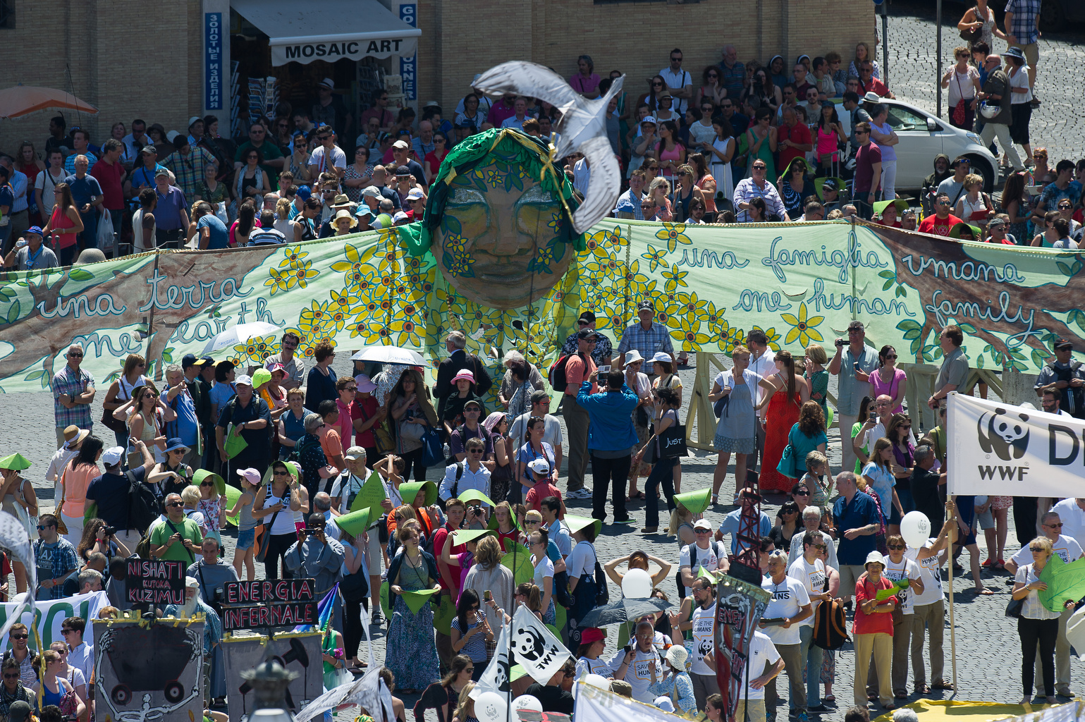 Participants in a 1,500-strong environmental march gather in St. Peter's Square at the Vatican June 28, 2015. (CNS /Paul Haring)